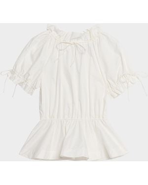 AKNVAS Rosalina Drawstring Poplin Blouse - Natural