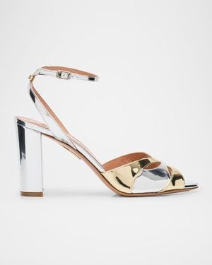 Aquazzura Specchio Moves Shiny Sandals - Metallic