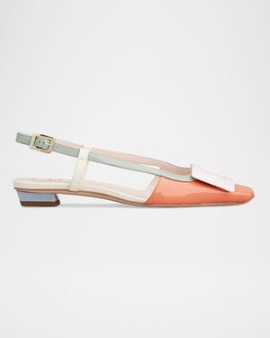 Roger Vivier Belle Vivier 25Mm Colorblock Leather Slingback Ballerina Flats - Multicolor