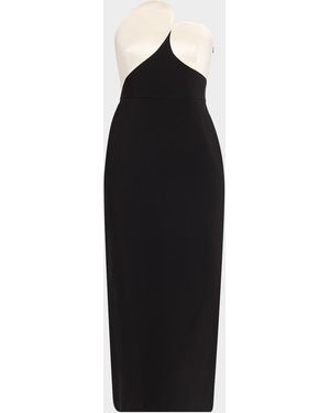 Et Ochs Court Strapless Two-Tone Bodycon Midi Dress - Black