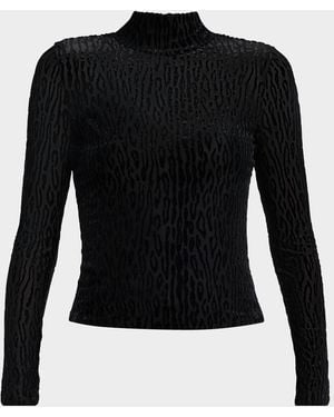 PAIGE Ursula Leopard Burnout Top - Black