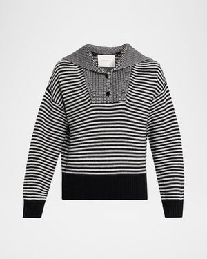 Lisa Yang Ranelle Striped Cashmere Sailor Sweater - Blue