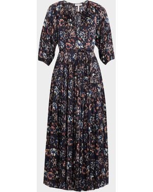 Apiece Apart Santa Cecilia Tiered Viscose Sateen Maxi Dress - Multicolor