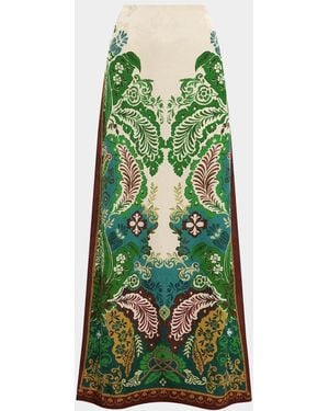 ALÉMAIS Florence Botanical Jacquard Maxi Skirt - Green