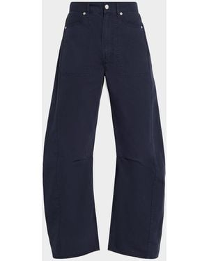 Veronica Beard Sloan Twill Barrel Pants - Blue