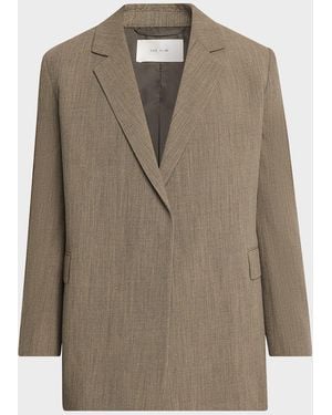 The Row Apos;S Devlin Wool Concealed-Front Blazer - Natural