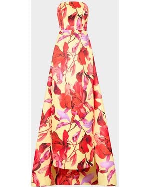 MILLY Dorothy Printed Taffeta Dress - Red