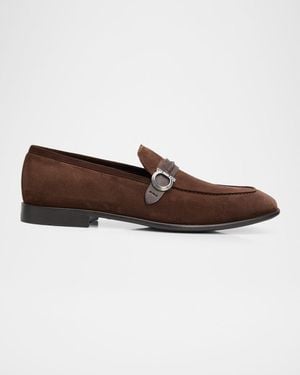 Ferragamo Apos;S Terence Suede Side-Gancio Loafers - Brown