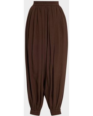Michael Kors Ruched Silk Seersucker Balloon Pants - Brown
