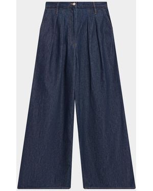 Dries Van Noten High-Rise Pleated Wide-Leg Jeans - Blue