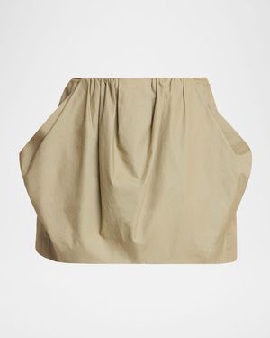 Balmain 2-Pockets Cotton Bubble Mini Skirt - Natural