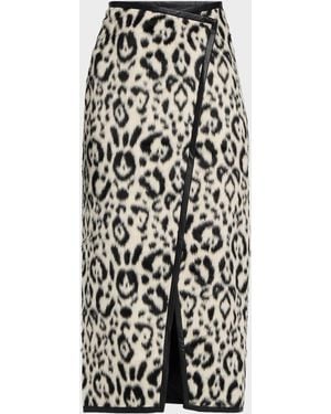 Toccin Leia Leopard Faux Fur Wrap Skirt - White