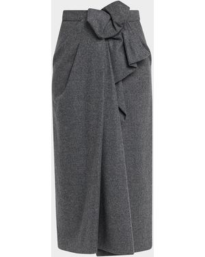 Michael Kors Origami Draped Wool Midi Skirt - Gray