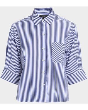 Rag & Bone Lucia Striped Cotton Poplin Shirt - Blue