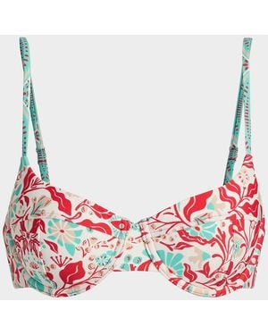Ramy Brook Mona Floral Underwire Bikini Top - Red