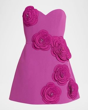 HELSI Gia Strapless Floral Applique Mini Dress - Purple