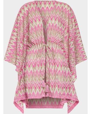 Ramy Brook Mckala Zig-Zag Knit Caftan Coverup - Pink