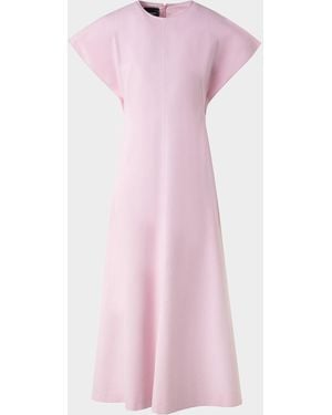 Akris Slit-Sleeve Denim Stretch A-Line Midi Dress - Pink