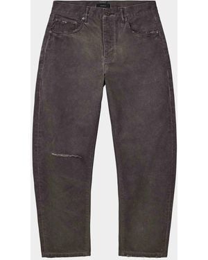 Purple Overdye Destroyed Straight Jeans - Gray