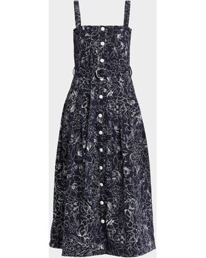 Cinq À Sept Branwen Garden Doodle Midi Dress - Blue