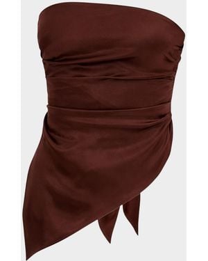 Lamarque Baila Strapless Scarf Top - Brown