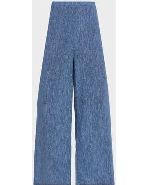Eileen Fisher Crinkled Wide-Leg Ankle Pants - Blue