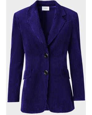 Akris Punto Washed Viscose Corduroy Boyfriend Blazer - Blue