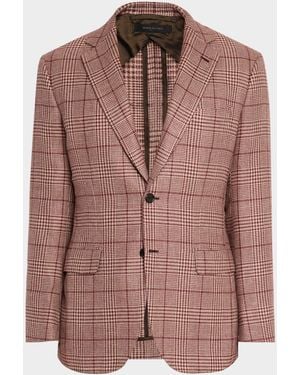 Brioni Apos;S Cashmere Blend Rust Plaid Sport Coat - Brown