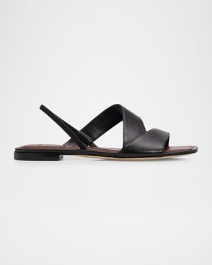 Vince Parker Leather Flat Slingback Sandals - Black