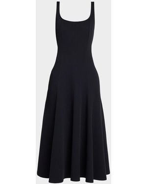 Vince Seamed Square-Neck Knit Midi Dress - Blue