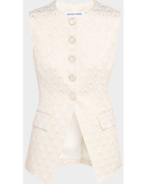 Veronica Beard Lois Embroidered Vest - Natural