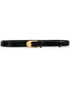 KHAITE Dome Embossed Leather Belt - Black