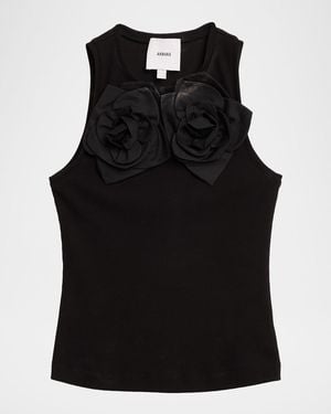 AKNVAS Camille 3D Flower Tank Top - Black
