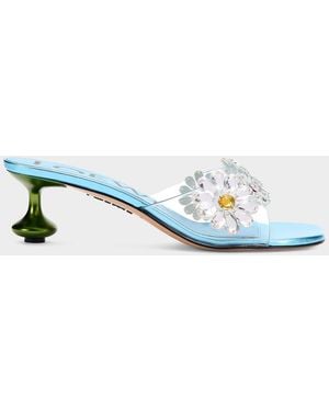 Loewe X Paula & Apos;S Ibiza 45Mm Toy Flower-Embellished Slide Sandals - Blue