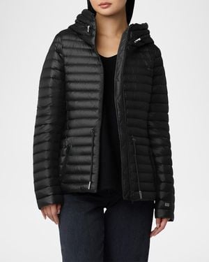 SOIA & KYO Hooded Quilted Down Puffer Jacket - Black