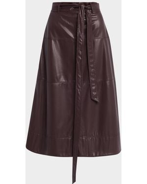 Tanya Taylor Hudley Vegan Leather Midi Skirt - Purple