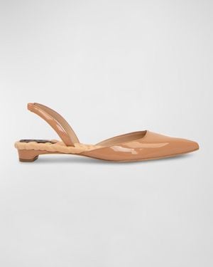 Aera Jackie Vegan Patent Slingback Ballerina Flats - White