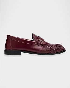 Saint Laurent Le Leather Ysl Penny Loafers - Red