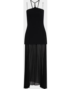 Et Ochs Veta Mixed Media Halter Maxi Dress - Black