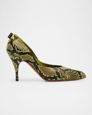 Miu Miu Python-Printed Leather Pumps - Green