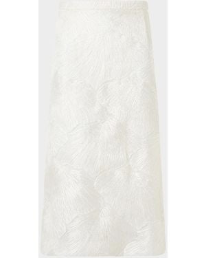 Akris Lacquered Techno Sea Fan Lace Midi Skirt - White