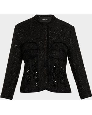 Simone Rocha Embellished Tweed Sculpted Jacket - Black