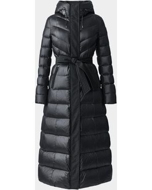 Mackage Calina-Rz Chevron And Box-Quilt Long Down Coat - Black