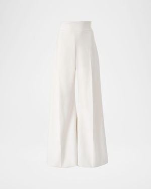 Carolina Herrera Diane High-Rise Wool Wide-Leg Pants - White