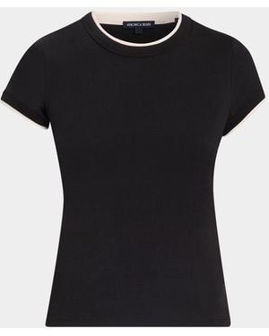 Veronica Beard Devin Stretch-Cotton T-Shirt - Black