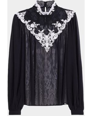 Kobi Halperin Teagan Lace-Embroidered Blouse - Black