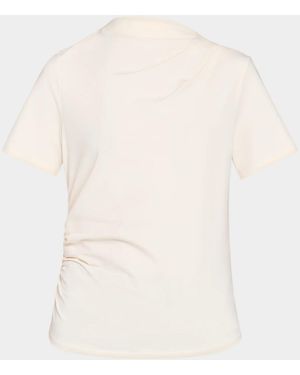 Le Jean Willow Cotton-Blend Draped T-Shirt - Natural