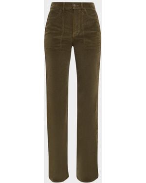 Veronica Beard Crosbie High-Rise Wide-Leg Corduroy Jeans - Green