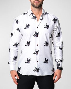 Maceoo Apos;S Fibonacci Dog Champagne Sport Shirt - White