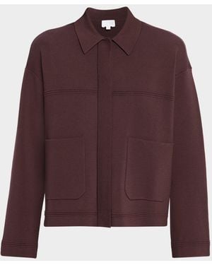 TSE Fine Knit Wool-Blend Short Jacket - Purple